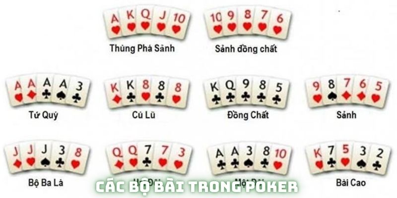 Các bộ bài cần phải nắm khi chơi Poker
